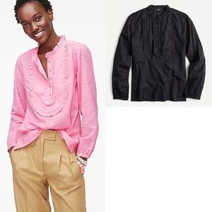 J. Crew Long-sleeve Ruffle Shirt In Floral Eyelet